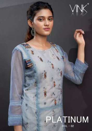 Vink Platinum Vol 2 Organza Kurti With Pant Set