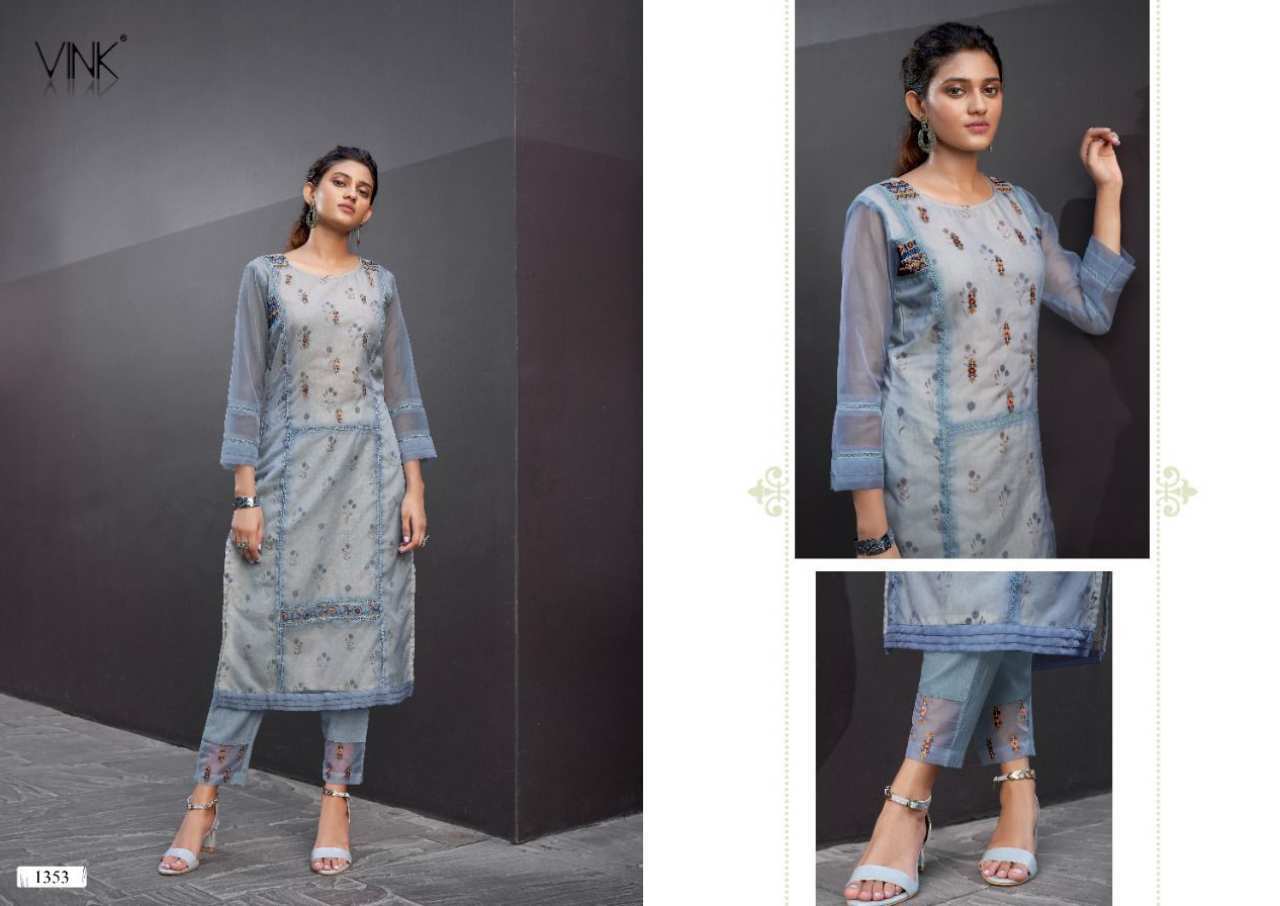 Vink Platinum Vol 2 Organza Kurti With Pant Set
