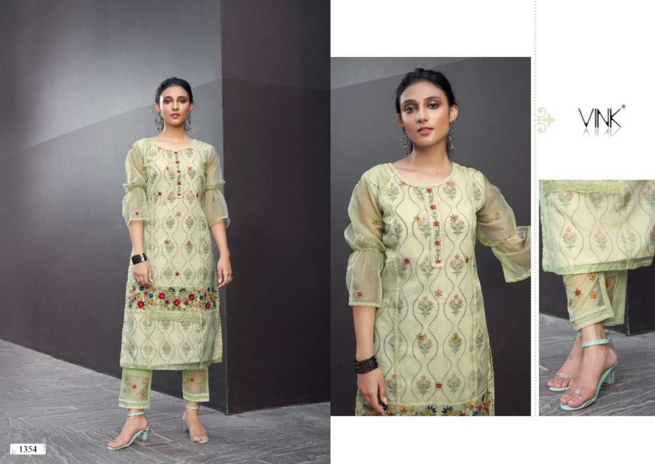 Vink Platinum Vol 2 Organza Kurti With Pant Set