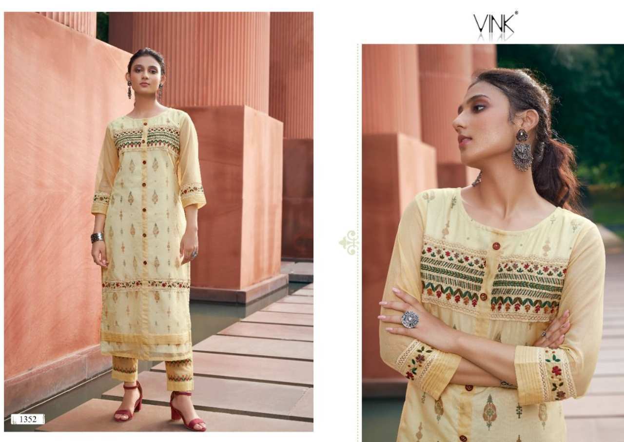 Vink Platinum Vol 2 Organza Kurti With Pant Set