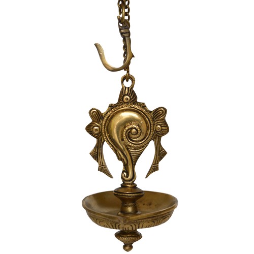 Shankh Design Brass Hanging Diya with by Aakrati Indian Handicraft Diya Handmade Lamp