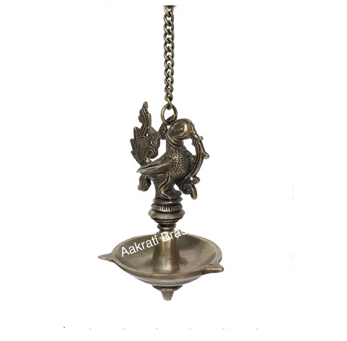 Peacock Figure Hanging Brass Made Pooja Ghar Diya