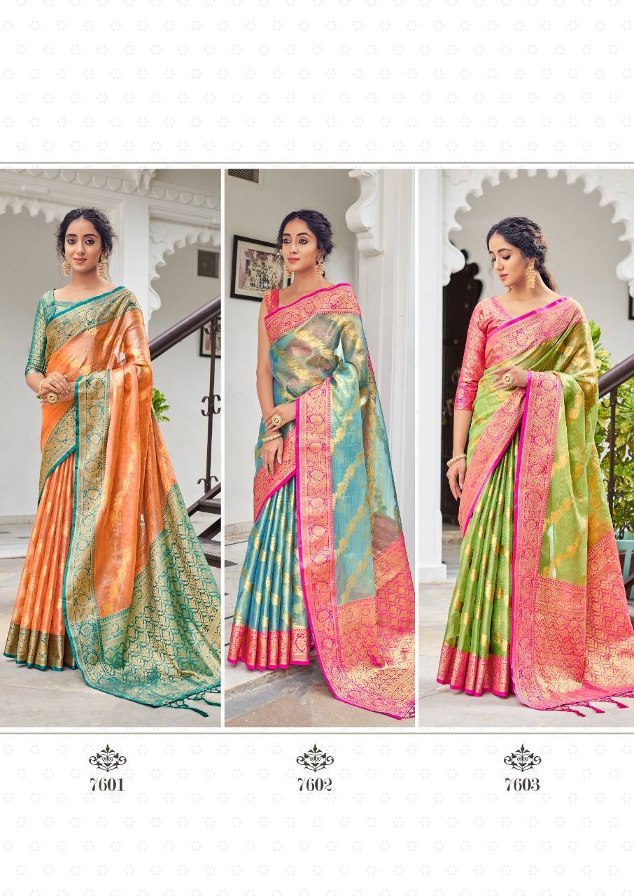 Aspen Soft Tissue Silk Designer Silk Saree Catalogue Set