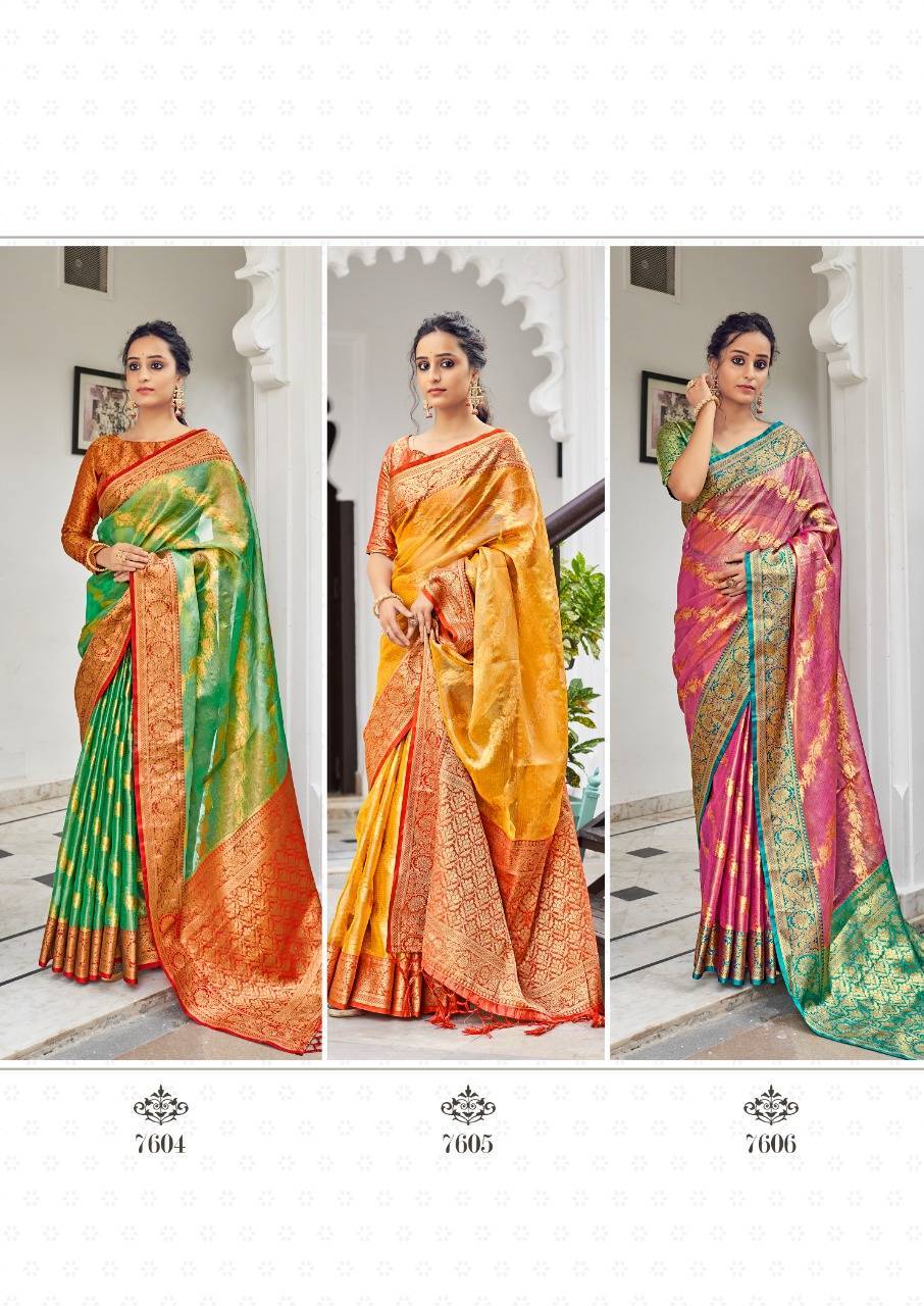 Aspen Soft Tissue Silk Designer Silk Saree Catalogue Set