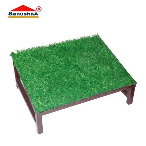 Sanushaa Metal Foot Rest With Artificial Grass Dark Brown