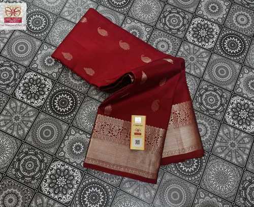 kanjivaram silk marron  soft saree