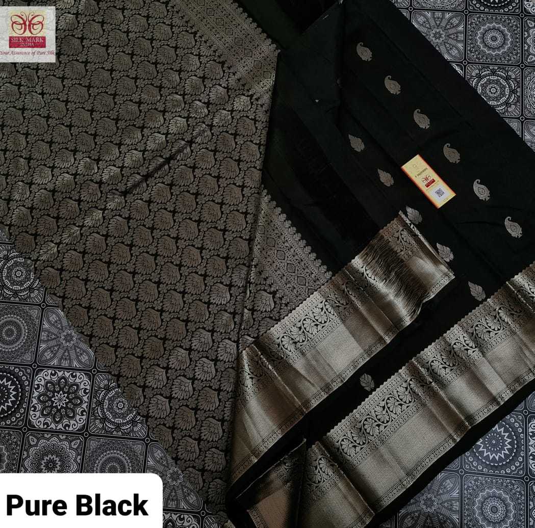 kanjivaram soft silk saree black colour