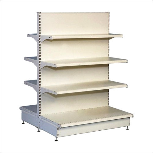 Double Sided Display Rack - Mild Steel, 3 Shelves at 6 Feet Height | Ideal for Supermarkets, Available in All Colors