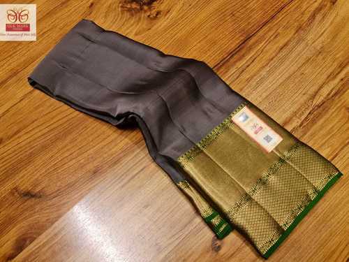 Grey With Green Pure Kanchipuram Fancy Silk Saree