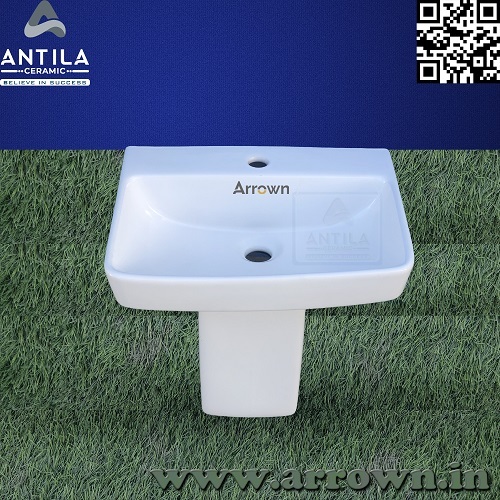 Half Pedestal Washbasin Set - Color: White