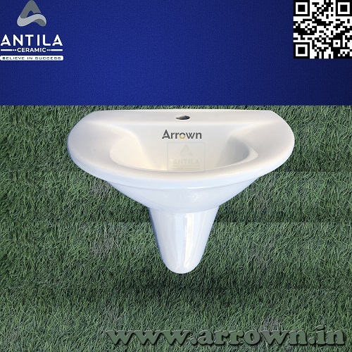 Half Pedestal Wash Basin Set - Color: White