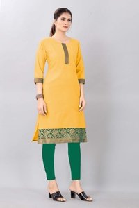 Cotton Kurtis - M-38 To Xxl-44, 42 Inch Length, Multi-color | Breathable, Washable, 3/4 Sleeve Casual Wear For Ladies