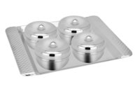 Stainless steel Candy bowl 4 pcs with tray