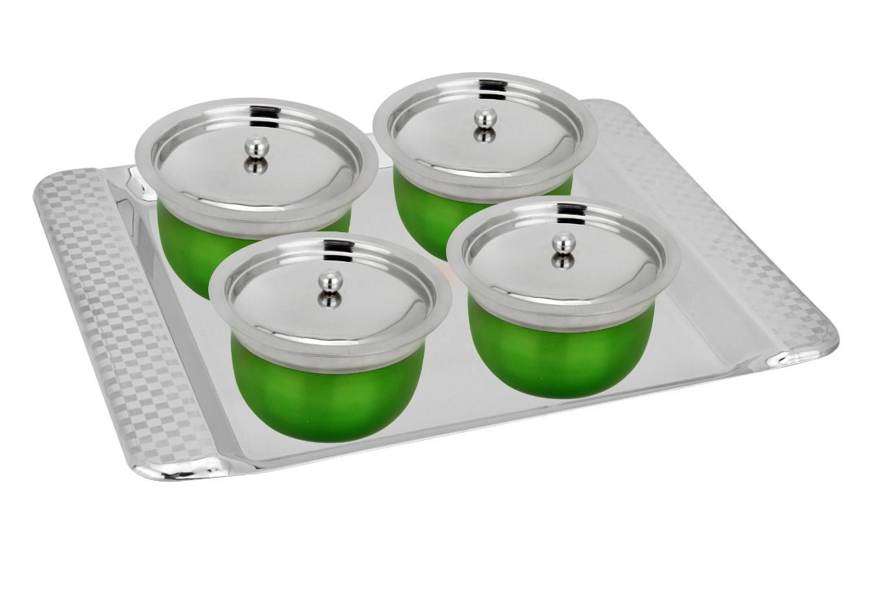 Delora Bowl 4 Pcs Steel Tray