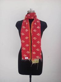 Cotton Kantha Scarves - 70 x 18 Inches, Red Cotton Material | Lightweight 100 Grams, Hand Wash Care