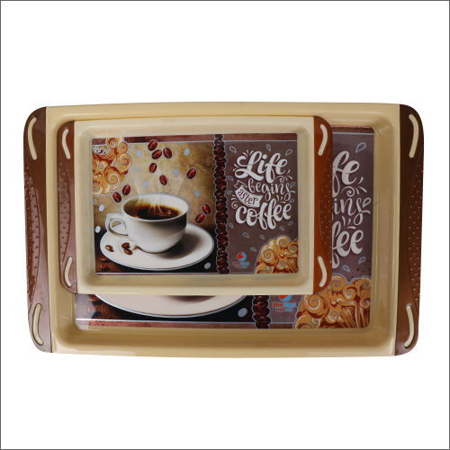 Plastic Brown Serving  Tray 3 Pcs Set