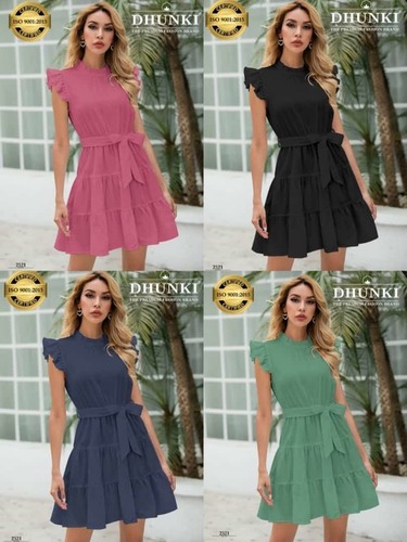 Galaxy Trendz Round Neck Women Western Dress - Color: 4