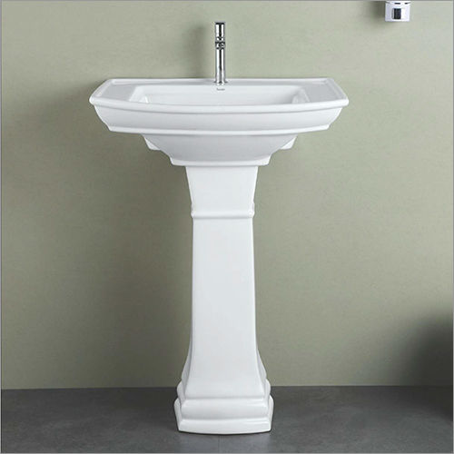 White 25x20x36 Inch Pedestal Wash Basin