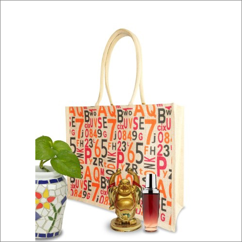 Multicolor Loop Handle Fancy Jute Shopping Bag