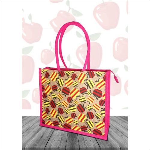 Multicolor Digital Print Loop Handle Jute Shopping Bag