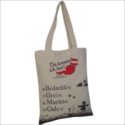 White Printed Canvas Shopping Bag