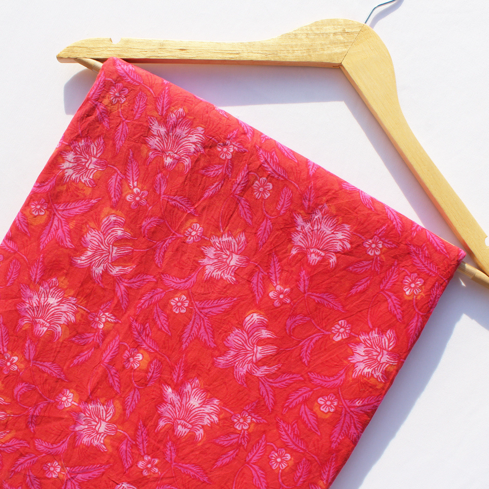 Floral  Barbie Pinkhand Block Print Fabric