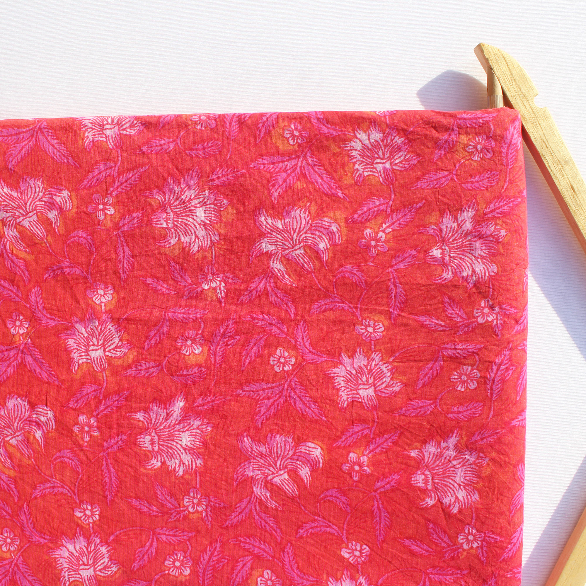 floral  barbie pinkhand block print fabric