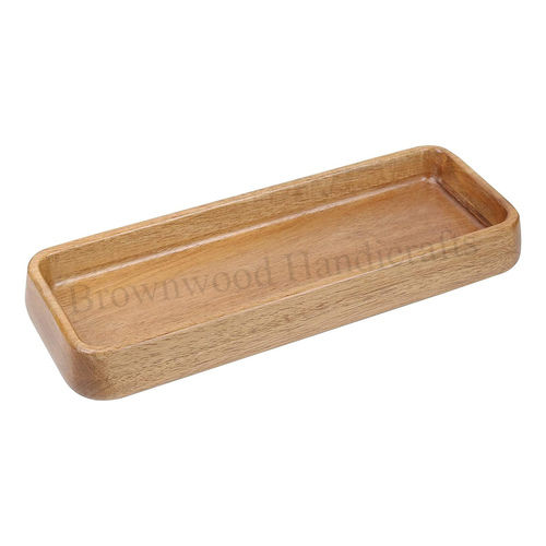 Mango Wood Rectangle Serving Tray With Natural Finish Size: 28.3 X 10.3 X 3 Cm