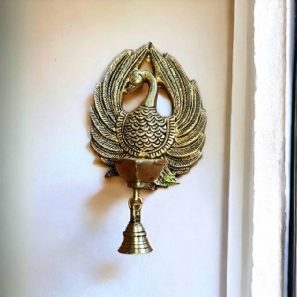 Polishing Wall Bird Diya With Bells Decorative For Home And Office Wall And Gift