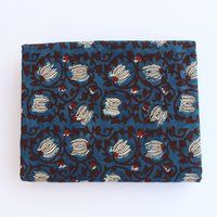 Indigo Blue Hand Block  Lotus Print Fabric