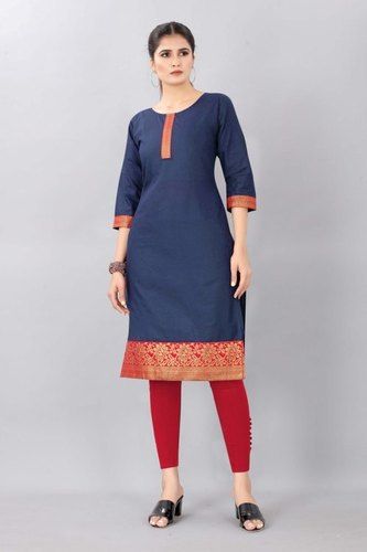 Ladies Cotton Plain Kurtis