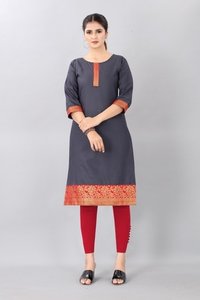 Straight Cotton Exclusive Kurtis - Cotton, Size S-36 To Xxl-44, Multi Color, Knee Length 42 Inch, 3/4 Sleeve, Breathable, Casual Style