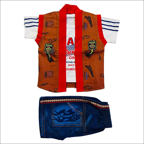 Kids Shirt And Denim Shorts Set