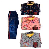 Kids Collar Neck Shirt And Pant Set