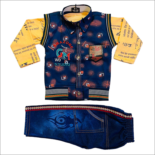 Kids Shirt And Denim Pant Set