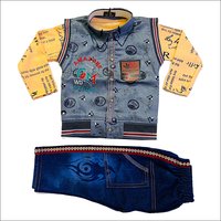 Kids Shirt And Denim Pant Set