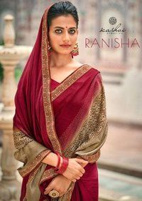 Ranisha Festival Wear Zari Sarees - Art Silk Jacquard, Mahroon Color, 10-piece Set | Unstitched Blouse, Casual Dress Type, All Season, Washable, Short Sleeves