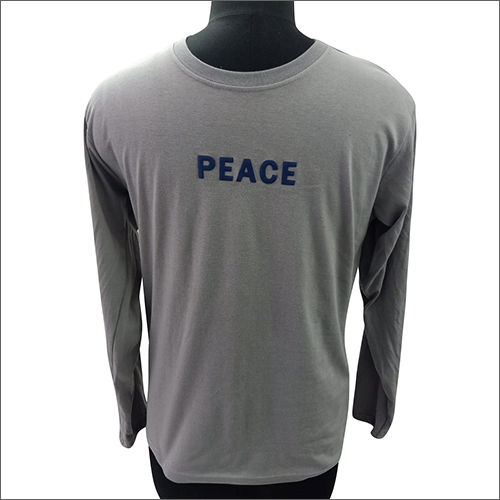 Gray Customised Mens Grey Hoisery Full Sleeves T-Shirt