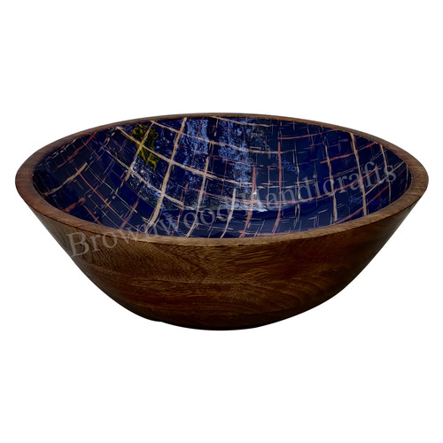 Mango Wood Bowl with Linear Pattern