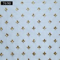 sequine embroidery mediam butta work fabric7690