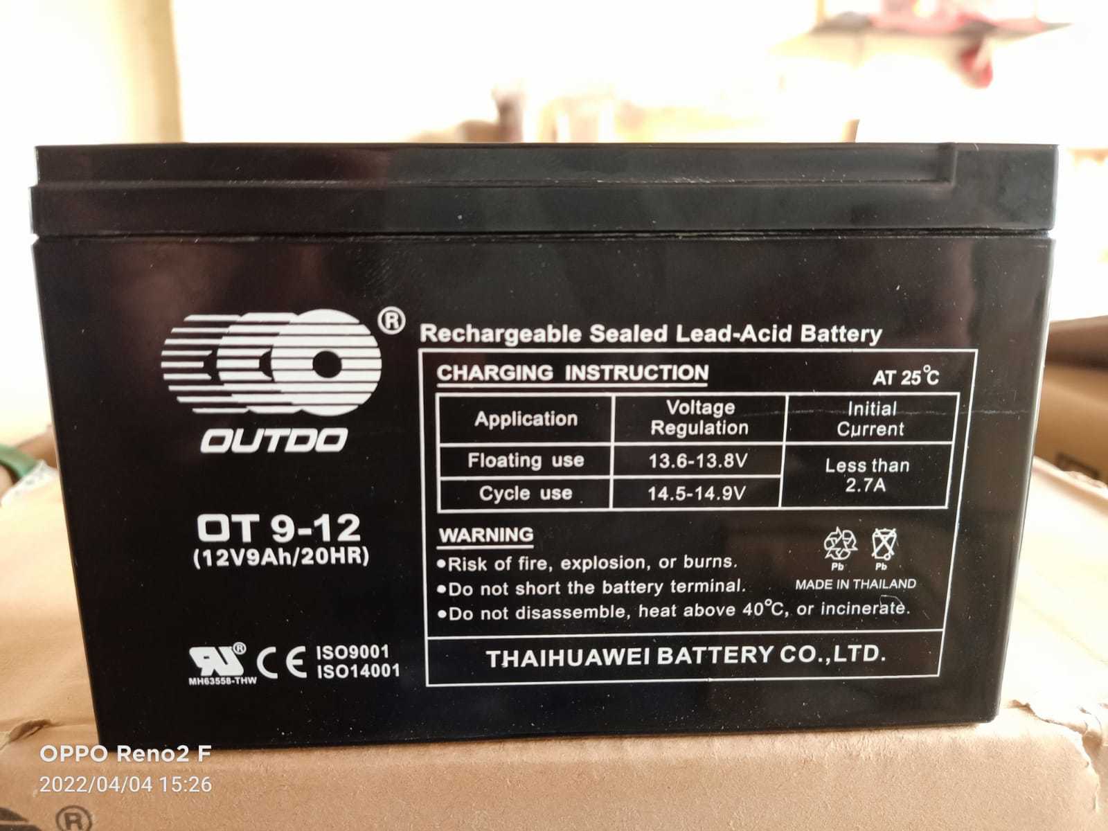 OUTDO 12V 9AH SMF BATTERY