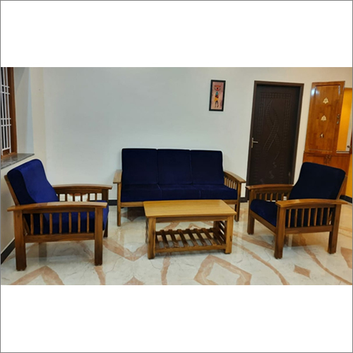 Eco-Friendly Teak Wood Five Seater Sofa Set