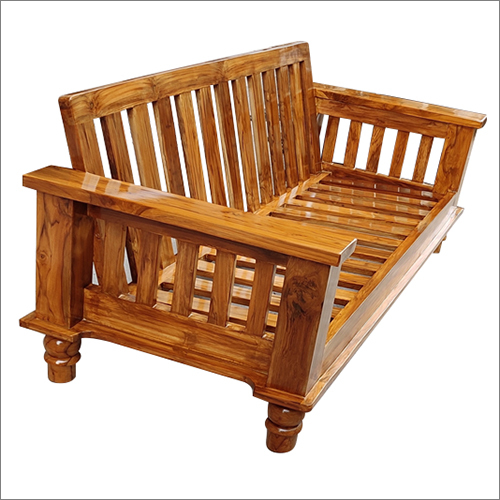 Teak Wooden Sofa - Polished Finish Brown Color | Durable Eco-Friendly Indoor Furniture