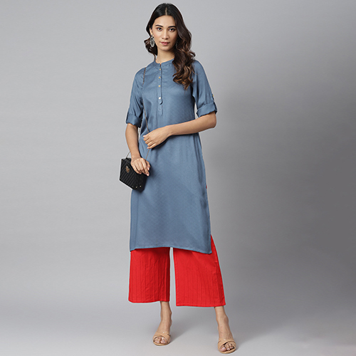 Ladies Plain Grey Casual Kurti