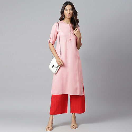 Ladies Coral Pink Casual Kurti