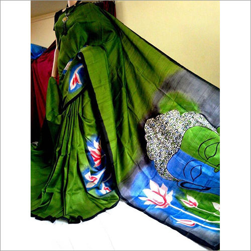 Casual Green Printed Silk Saree