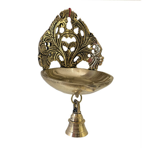 Decorative Brass Diya Oil lamp deepam with Bells for gift and decor