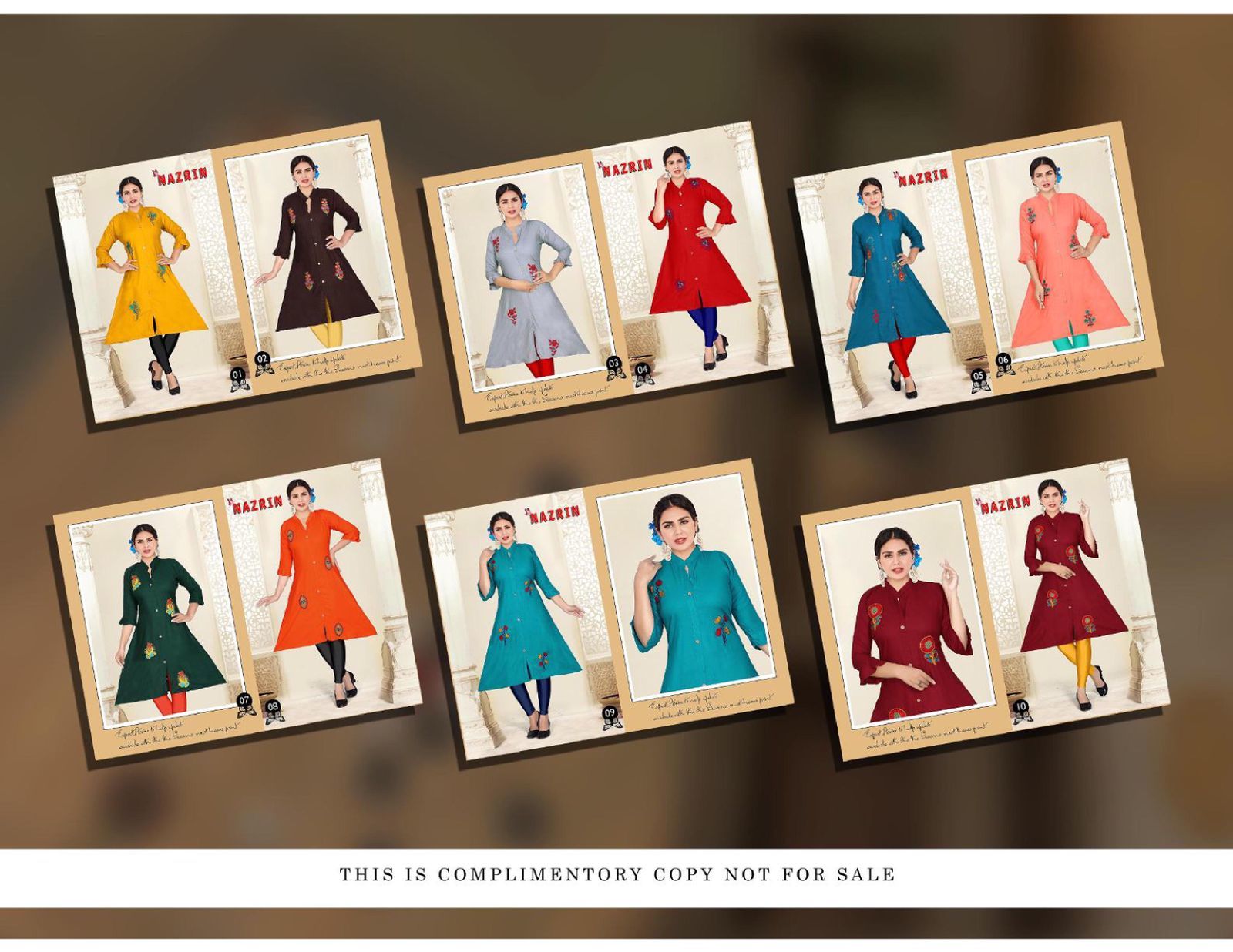 Nazrin Vol 2 Embroidery Work Kurti Catalogue Set