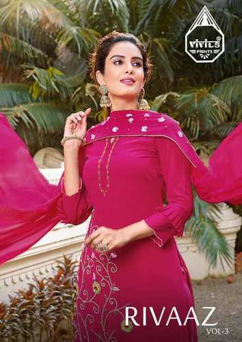 Rivaaz Vol 3 Designer Georgette Kurti With Pant Dupatta Set By DEV AND SMIT CO