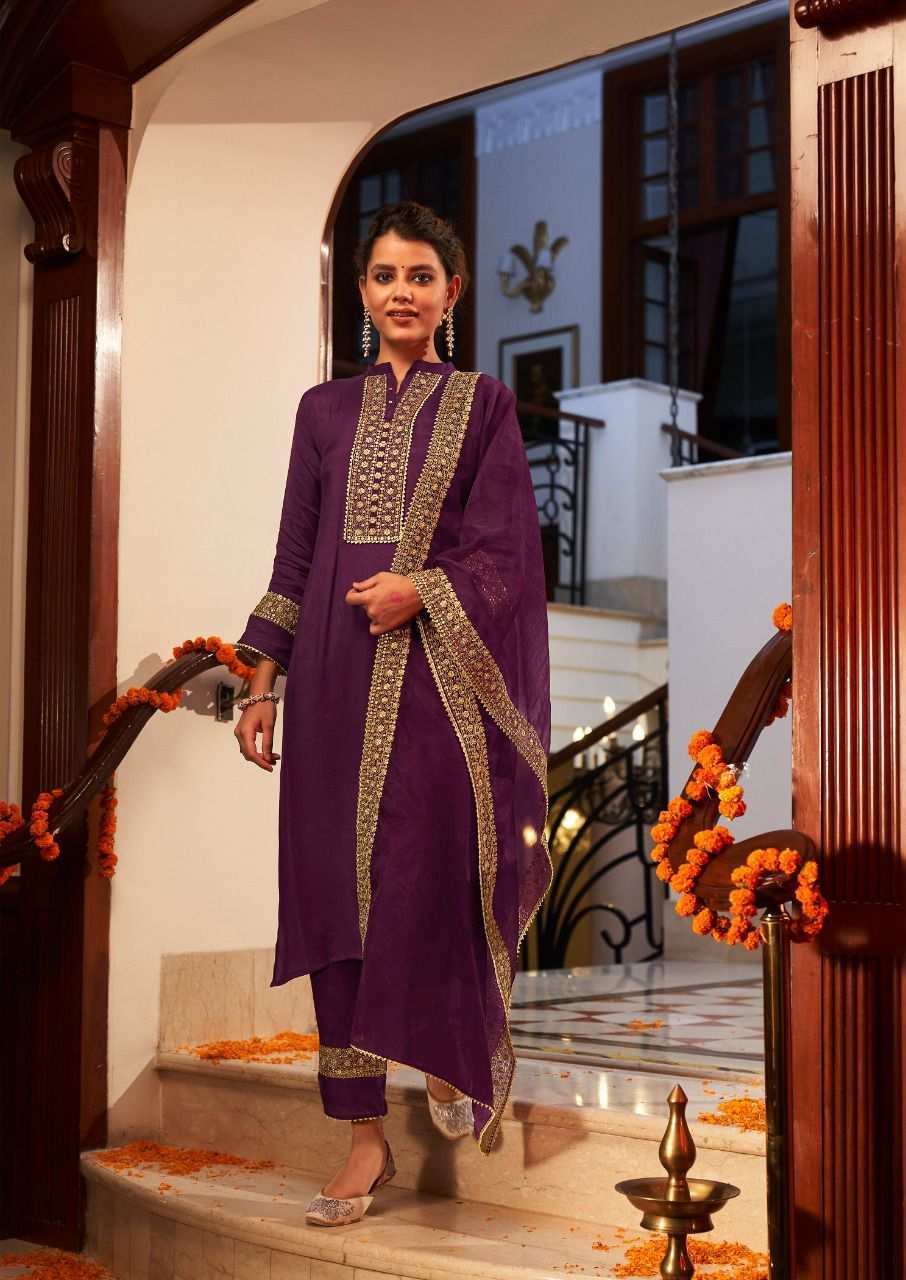 Rivaaz Vol 3 Designer Georgette Kurti With Pant Dupatta Set